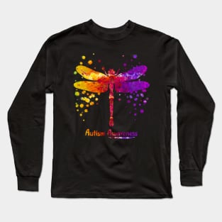 Dragonfly Autism Awareness Color Long Sleeve T-Shirt